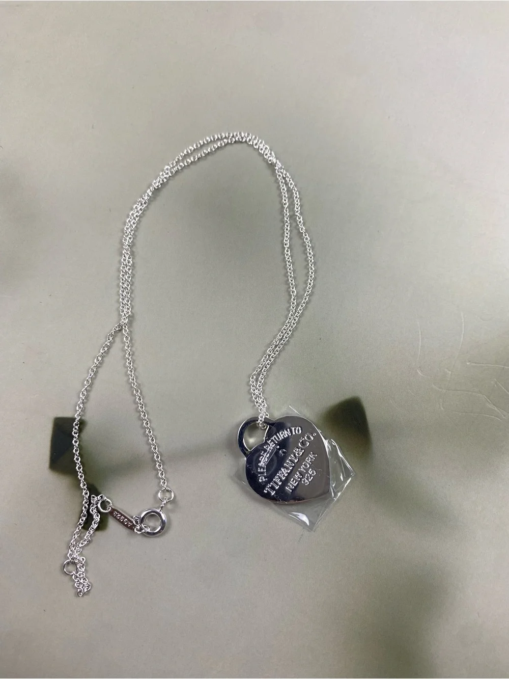 Tiffany & Co. Blue-Green Heart Pendant Necklace - Silver